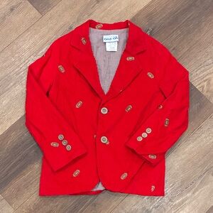 Kelly’s Kids Red Football Blazer Sport Coat Jacket Corduroy 5/6 Boy